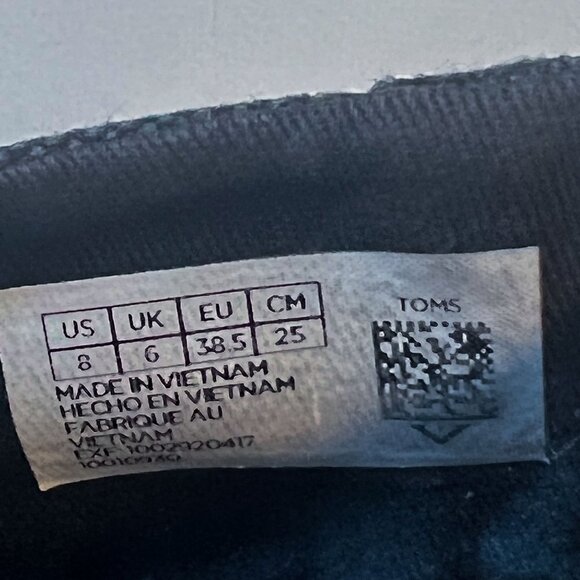 TOMS Alpargata Crepe 10010930 Black Washed Canvas Size 8 - Picture 10 of 10